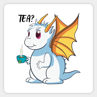 Cute Dragon with Cup of Tea Magnet